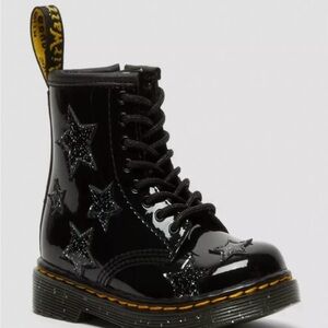 Junior 1460 Glitter Star Patent Lace Up Boots in Black US sz 13